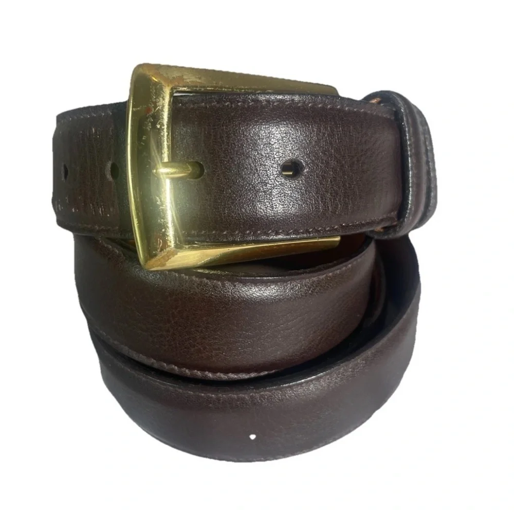 Trafalgar Men’s Belt Sz 42 BROWN Hand Made USA Soft Glove Leather Brass Buckle